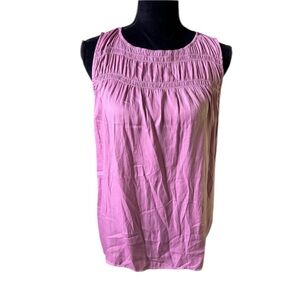 Monday Fun Women's Pink Harper Smocking Detail Tank Top Large NWT